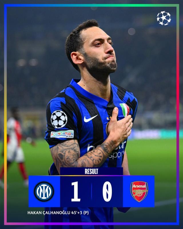 九游下载-【欧冠】国米1比0阿森纳，恰尔汗奥卢点射一剑封喉